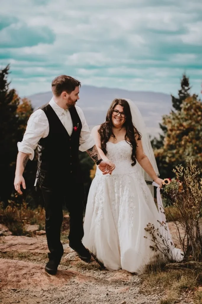 bride-and-groom-hiking